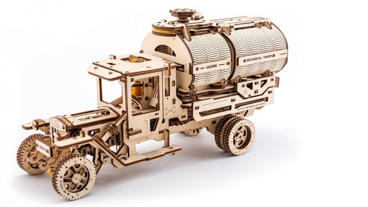 Механічний 3D пазл-конструктор UGears Вантажівка "Автоцистерна" Дерев'яний 594 деталей (70021)