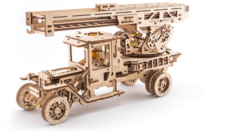 Механічний 3D пазл-конструктор UGears Пожежна машина Дерев'яний 537 деталей (70022)