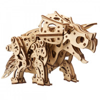 Механічний 3D пазл-конструктор UGears Трицератопс Дерев'яний 400 деталей (70211)