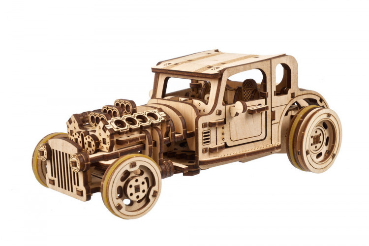Механічний 3D пазл-конструктор UGears Хот Род Люта миша Дерев'яний 207 деталей (70192)