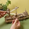 Механічний 3D пазл-конструктор UGears Науково-дослідницьке судно Дерев'яний 575 деталей (70135)