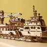Механічний 3D пазл-конструктор UGears Науково-дослідницьке судно Дерев'яний 575 деталей (70135)