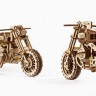 Механічний 3D пазл-конструктор UGears Мотоцикл Scrambler UGR-10 з коляскою Дерев'яний 380 деталей (70137)