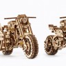 Механічний 3D пазл-конструктор UGears Мотоцикл Scrambler UGR-10 з коляскою Дерев'яний 380 деталей (70137)