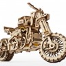 Механічний 3D пазл-конструктор UGears Мотоцикл Scrambler UGR-10 з коляскою Дерев'яний 380 деталей (70137)