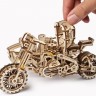 Механічний 3D пазл-конструктор UGears Мотоцикл Scrambler UGR-10 з коляскою Дерев'яний 380 деталей (70137)