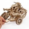 Механічний 3D пазл-конструктор UGears Мотоцикл Scrambler UGR-10 з коляскою Дерев'яний 380 деталей (70137)