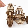 Механічний 3D пазл-конструктор UGears Мотоцикл Scrambler UGR-10 з коляскою Дерев'яний 380 деталей (70137)