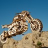 Механічний 3D пазл-конструктор UGears Мотоцикл Scrambler UGR-10 з коляскою Дерев'яний 380 деталей (70137)