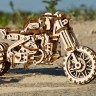 Механічний 3D пазл-конструктор UGears Мотоцикл Scrambler UGR-10 з коляскою Дерев'яний 380 деталей (70137)