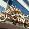 Механічний 3D пазл-конструктор UGears Мотоцикл Scrambler UGR-10 з коляскою Дерев'яний 380 деталей (70137)
