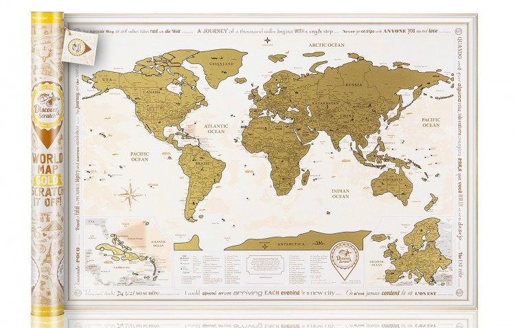 Скретч карта світу 3-в-1 Discover & Scratch World Gold ENG 88*62 см