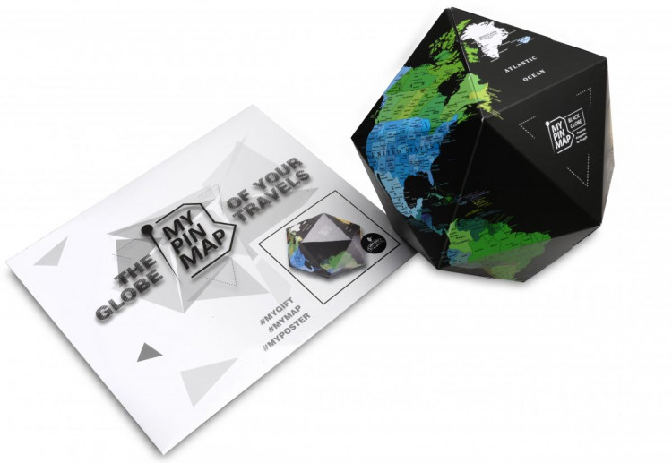 Обємний 3D Pin Глобус My Gift My Pin Black Map Globe ENG