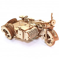 Мотоцикл з коляскою "Moto R Sahara" UnityWood (129 деталей) - механічний 3D пазл
