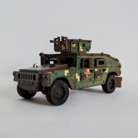 Механічний 3D пазл-конструктор 3DBRT Військовий джип Humvee Дерев'яний кольоровий 190 деталей (011099)