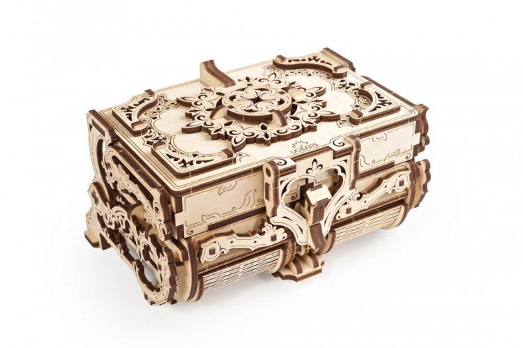 Механічний 3D пазл-конструктор UGears Антикварна скринька Дерев'яний 185 деталей (70089)