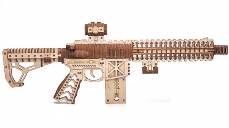 Штурмова гвинтівка AR-T (М16) Wood Trick (496 деталей) - механічний 3д пазл