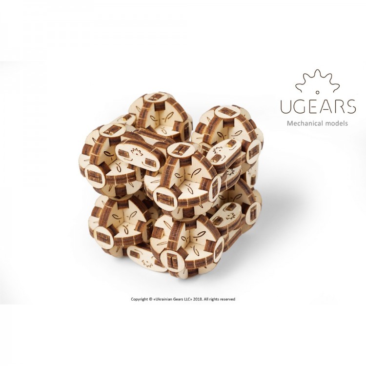 Механічний 3D пазл-конструктор UGears Сферокуб Flexi-Cubus Дерев'яний 144 деталей (70049)